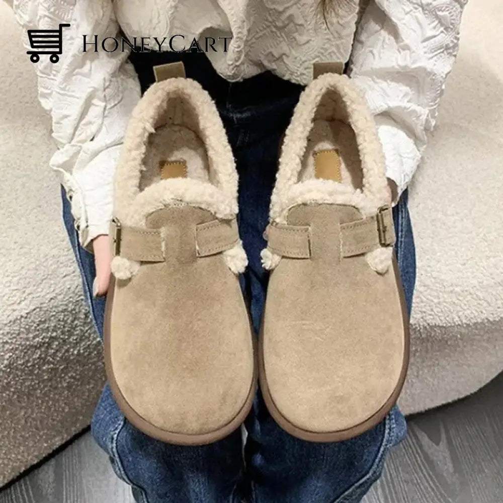 Womens Plush Round Toe Slip-On Flats Beauty& Health