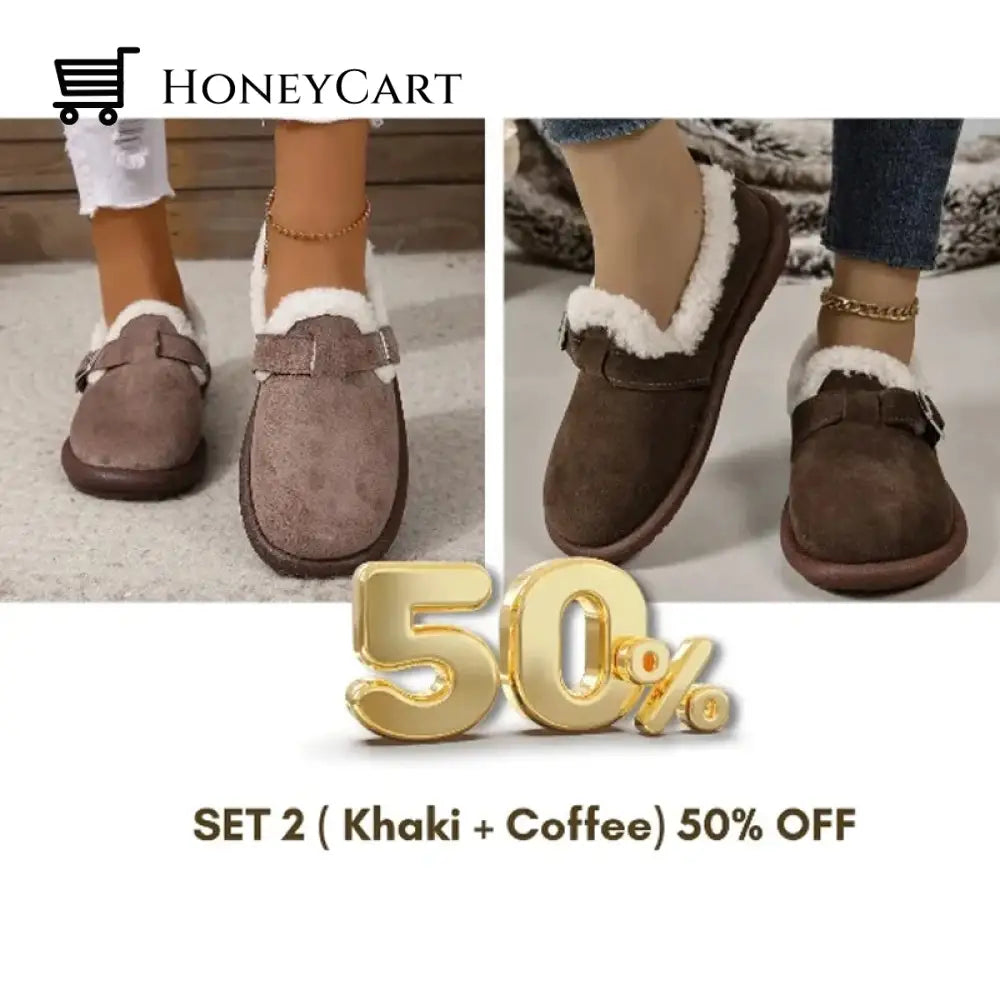 Womens Plush Round Toe Slip-On Flats Beauty& Health