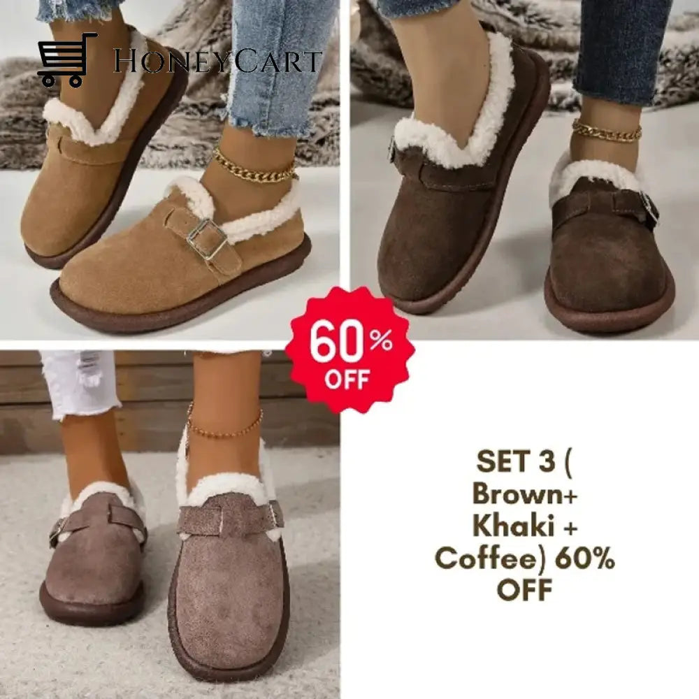 Womens Plush Round Toe Slip-On Flats Beauty& Health