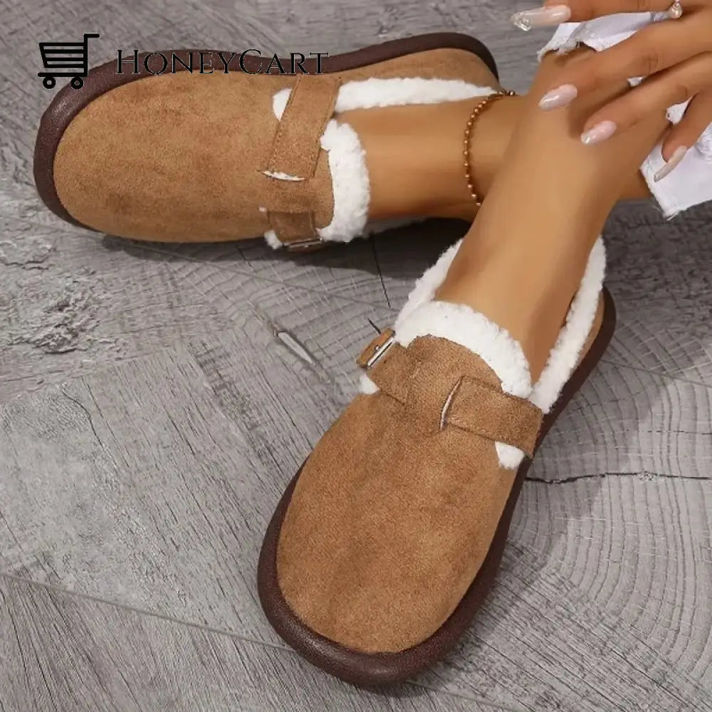 Womens Plush Round Toe Slip-On Flats Beauty& Health