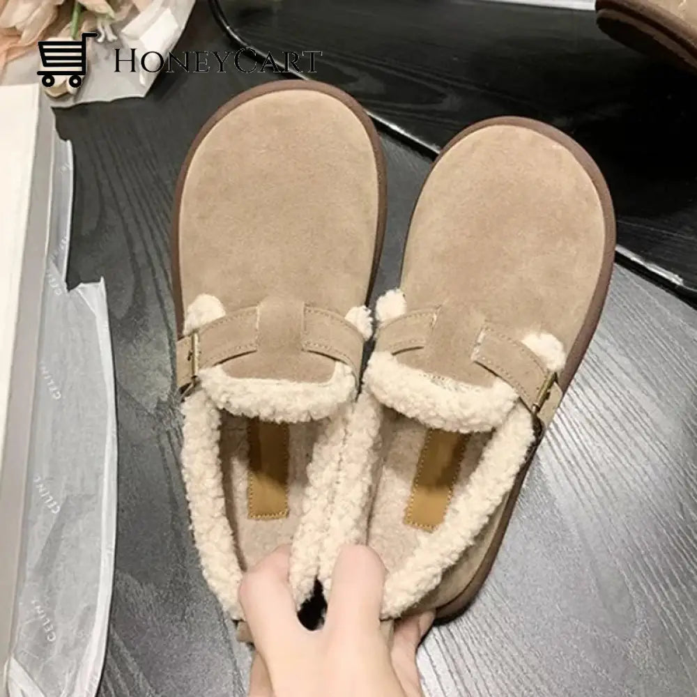 Womens Plush Round Toe Slip-On Flats Beauty& Health