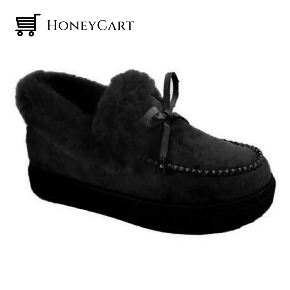 Womens Round Toe Fleece Thick Warm Cotton Shoes Accessories