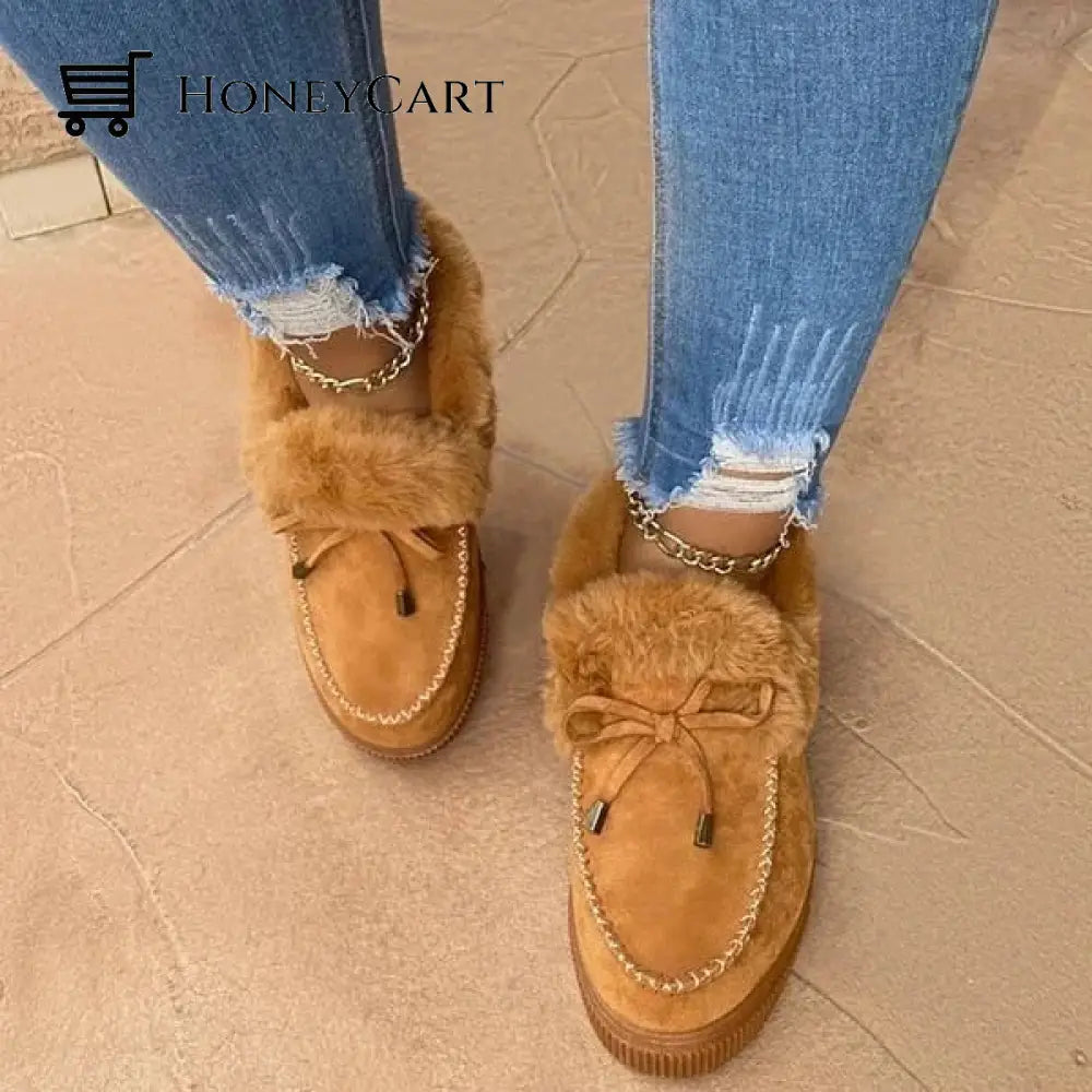 Womens Round Toe Fleece Thick Warm Cotton Shoes Accessories