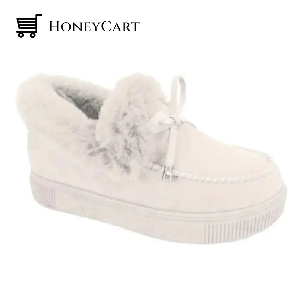 Womens Round Toe Fleece Thick Warm Cotton Shoes Accessories
