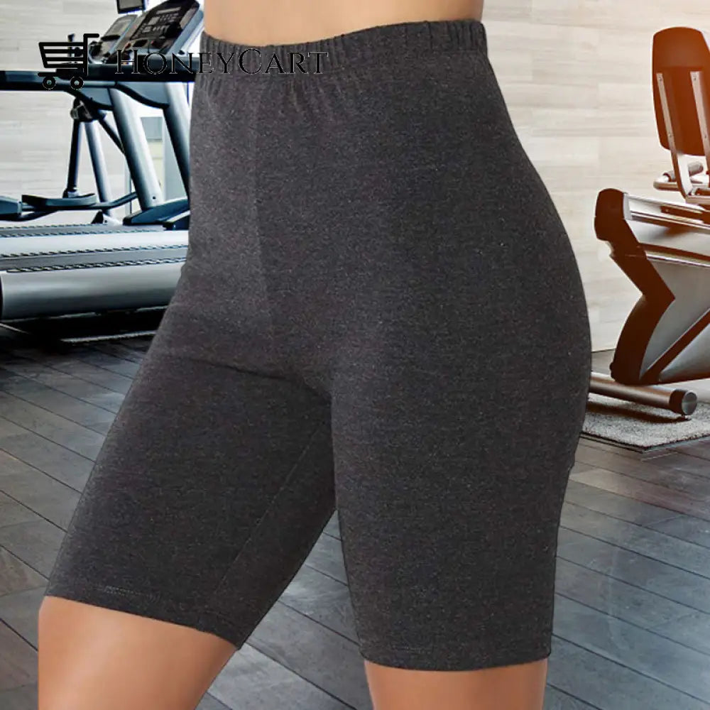 Womens Solid Color Fat Five-Point Yoga Sports And Leisure Pants Flower Black / S