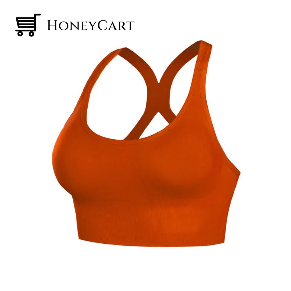 Womens Solid Color Sports Bra Orange / S