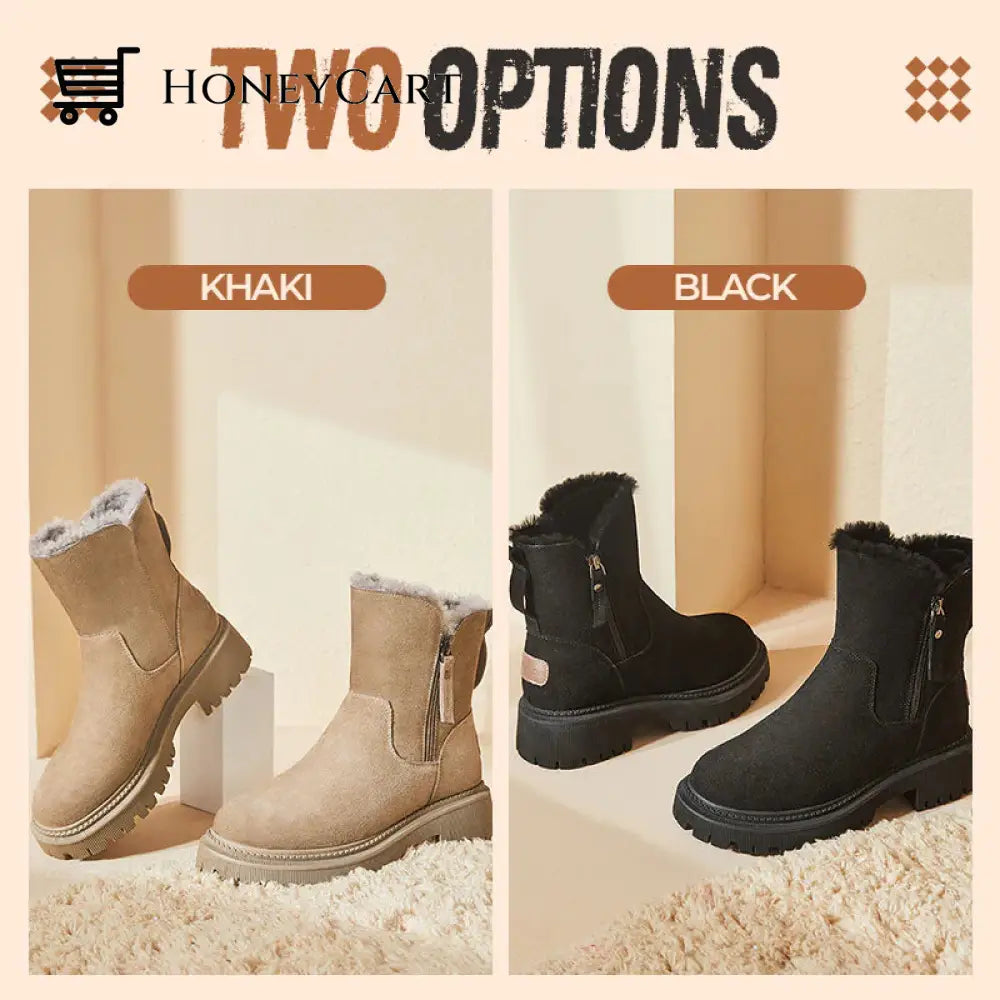 Womens Warm Fur Lined Winter Snow Boots Black / Eu 36 Shoes