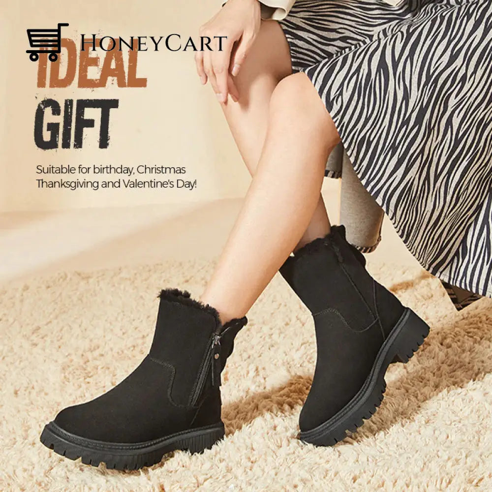 Womens Warm Fur Lined Winter Snow Boots Shoes