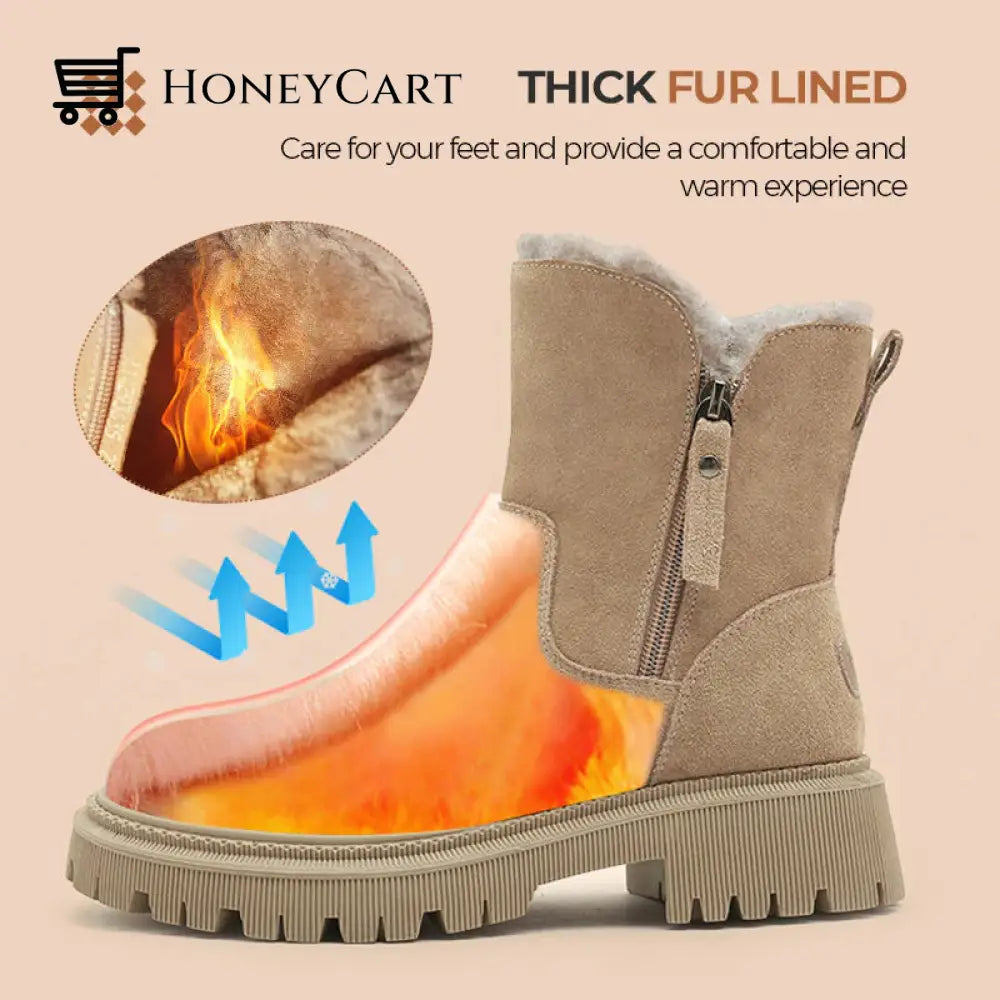Womens Warm Fur Lined Winter Snow Boots Shoes
