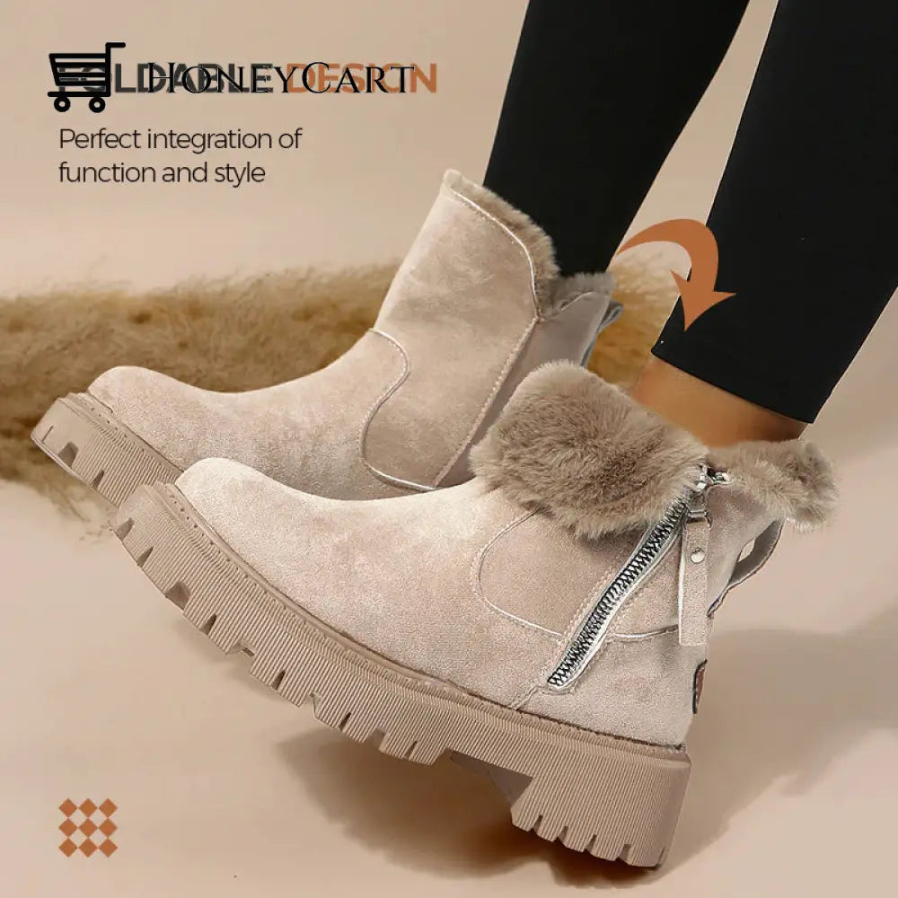 Womens Warm Fur Lined Winter Snow Boots Shoes