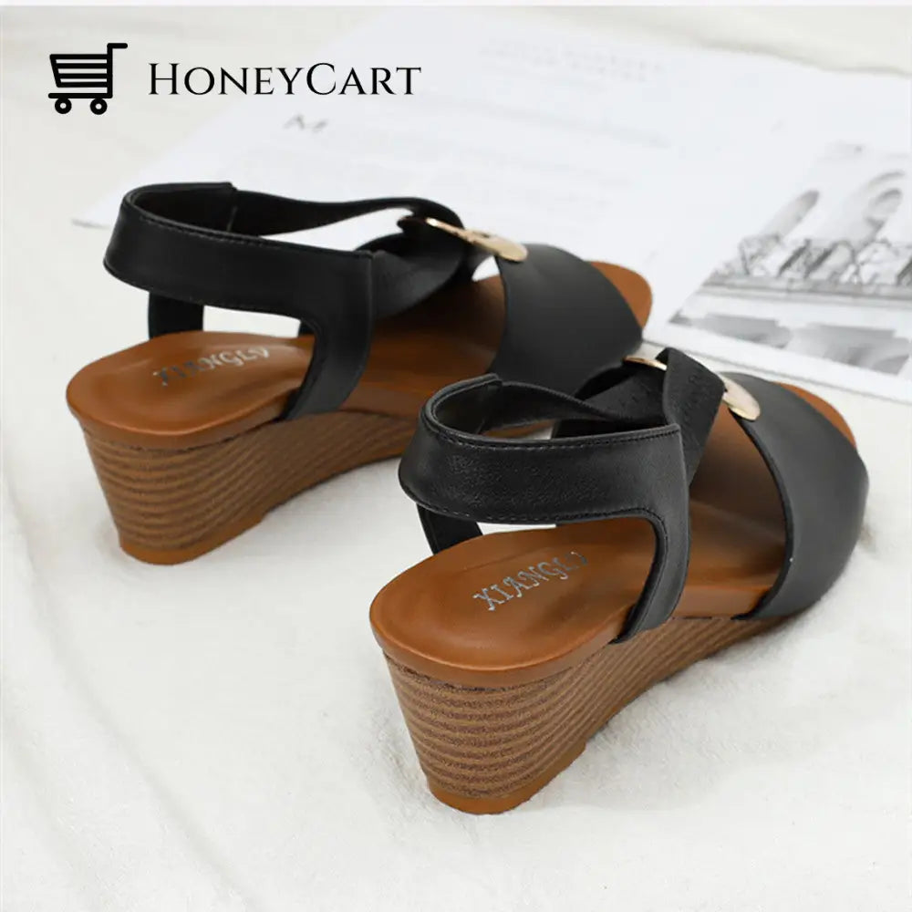 Womens Wedge Mules Platform Slides Slip On High Heel Dress Sandals Myx-Shoes