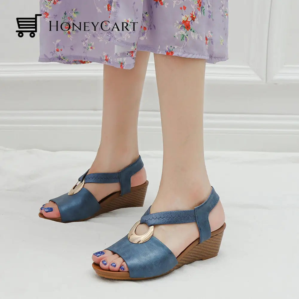 Womens Wedge Mules Platform Slides Slip On High Heel Dress Sandals Myx-Shoes