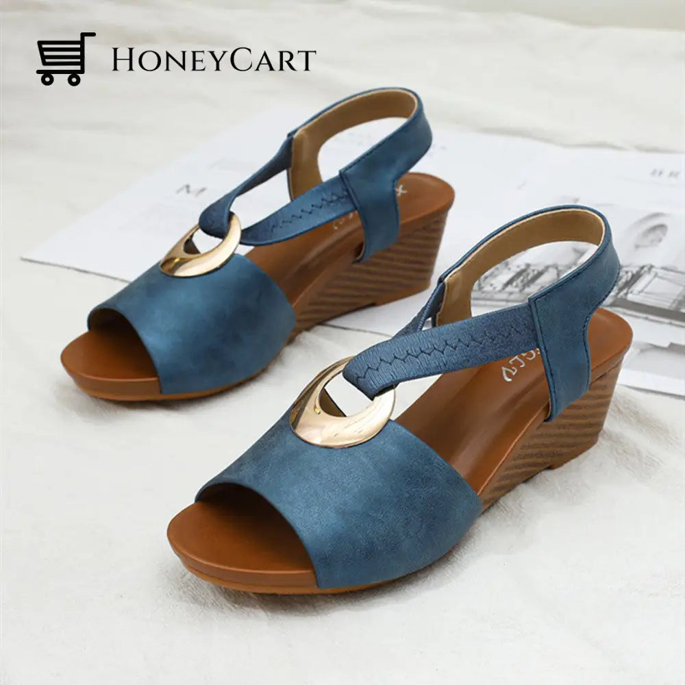 Womens Wedge Mules Platform Slides Slip On High Heel Dress Sandals Myx-Shoes