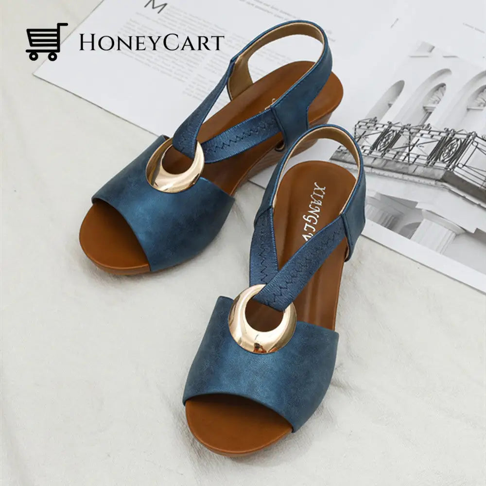 Womens Wedge Mules Platform Slides Slip On High Heel Dress Sandals Myx-Shoes