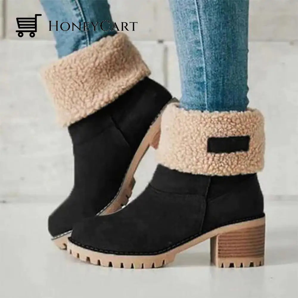 Womens Winter Boots With Fur For Warm Toes Black / 4.5