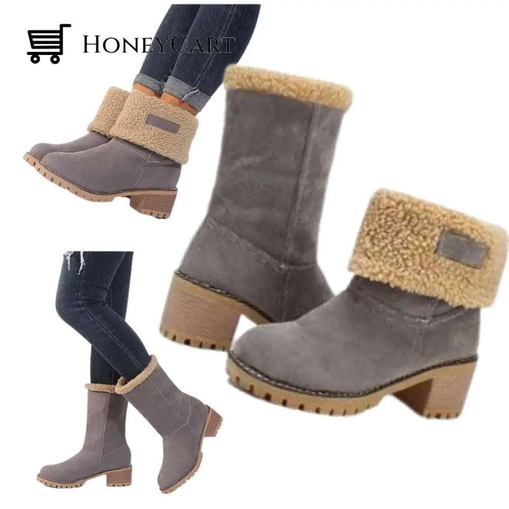 Womens Winter Boots With Fur For Warm Toes Gray / 4.5
