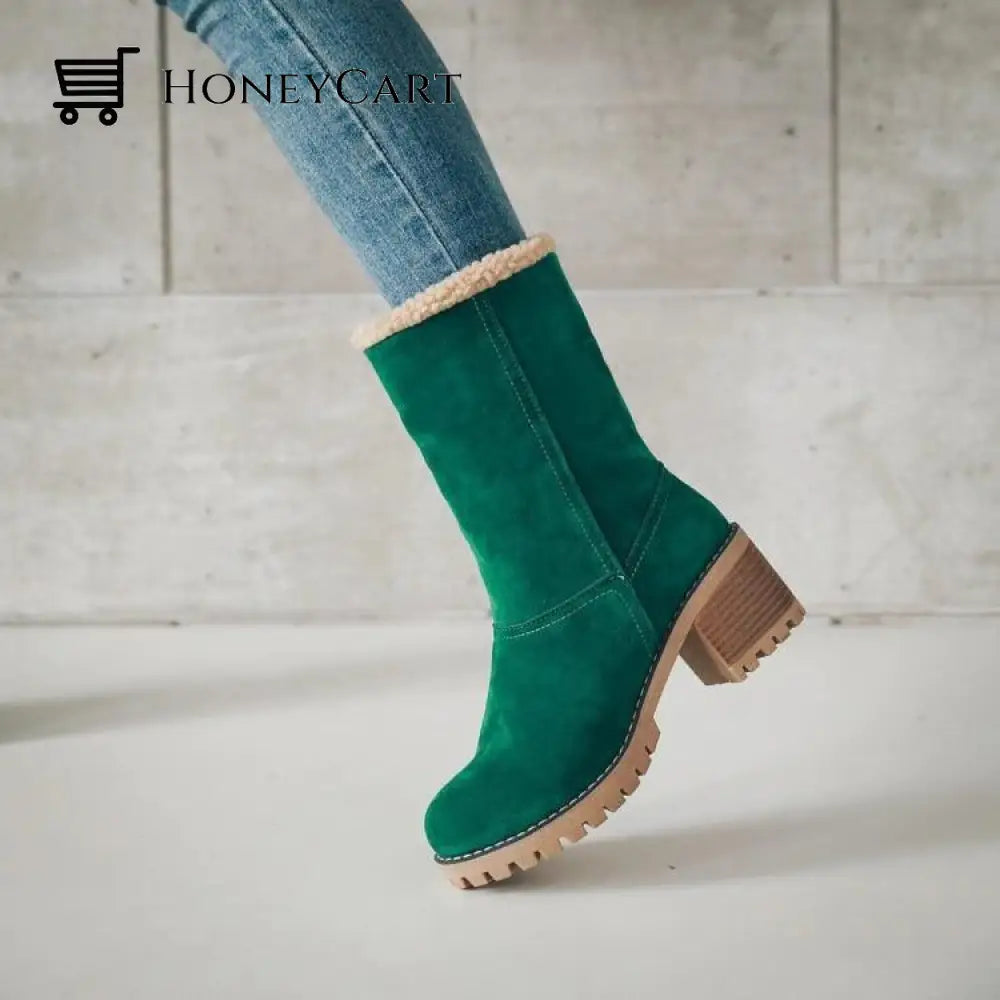 Womens Winter Boots With Fur For Warm Toes Green / 4.5