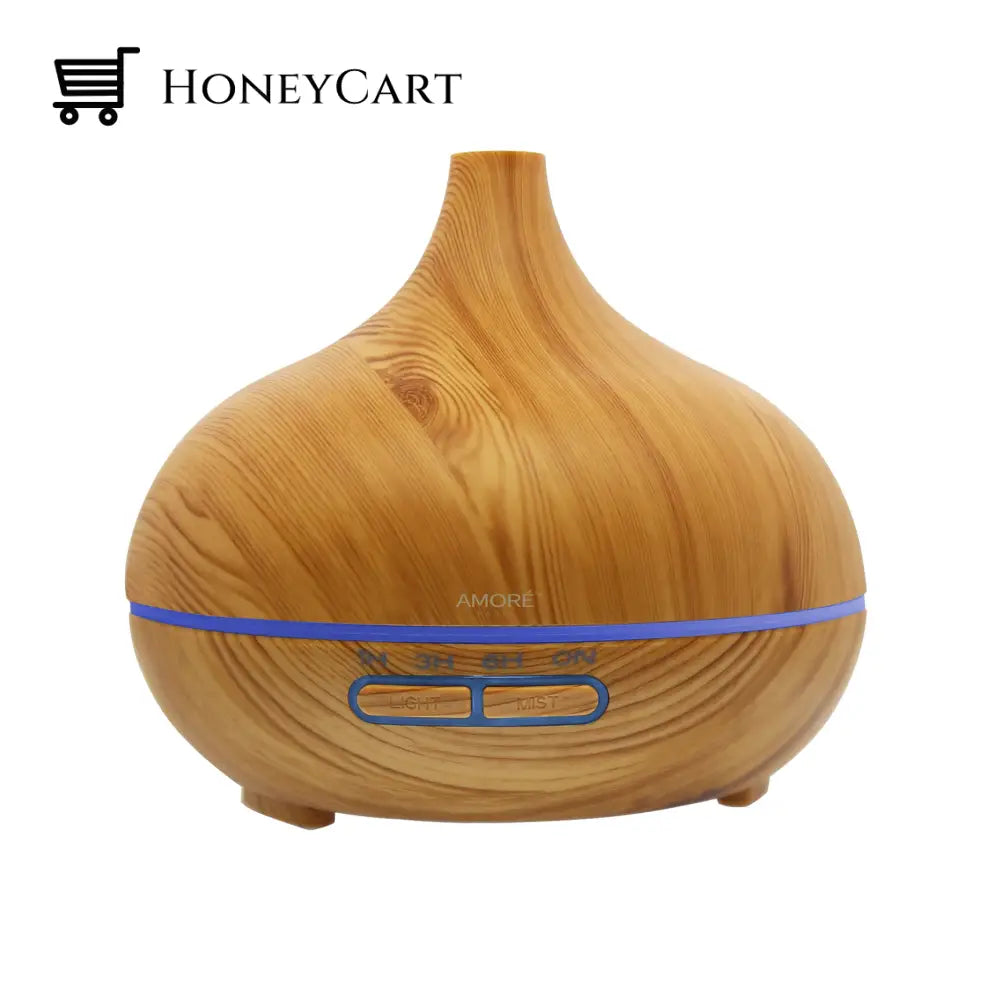 Wood Grain Ultrasonic Cool Mist Diffuser With 7 Color Led Lights Wellness