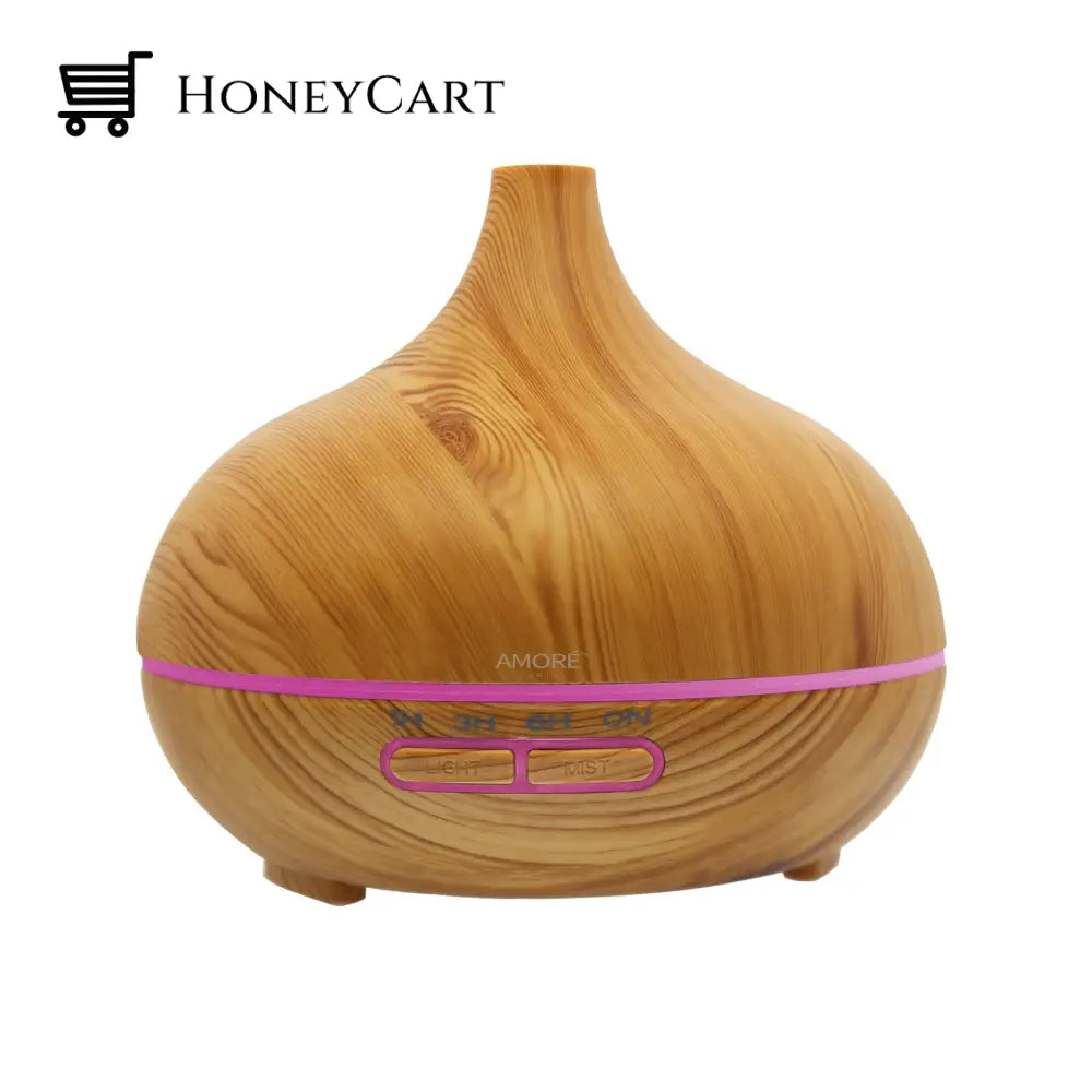 Wood Grain Ultrasonic Cool Mist Diffuser With 7 Color Led Lights Wellness