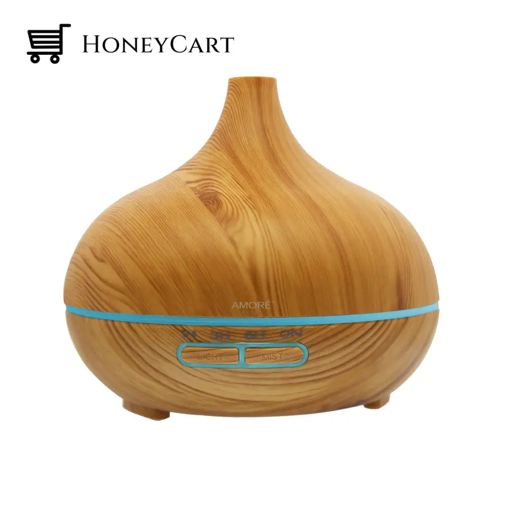 Wood Grain Ultrasonic Cool Mist Diffuser With 7 Color Led Lights Wellness
