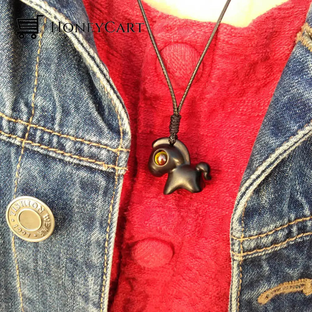 Wood Horse Pendant Necklace