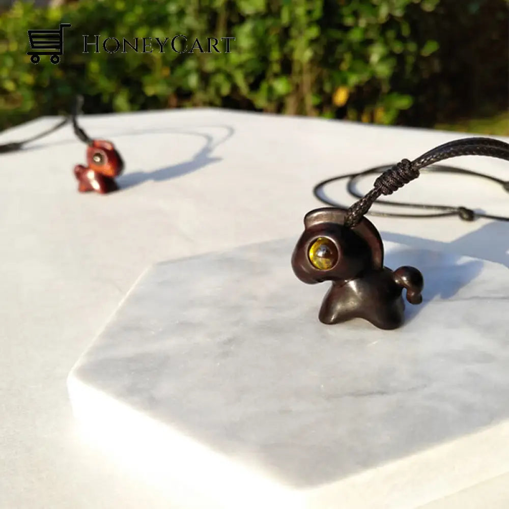 Wood Horse Pendant Necklace