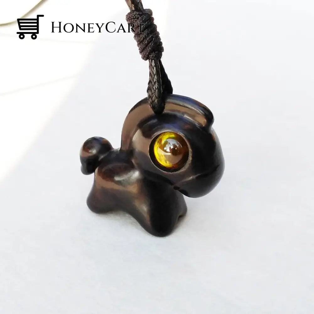 Wood Horse Pendant Necklace