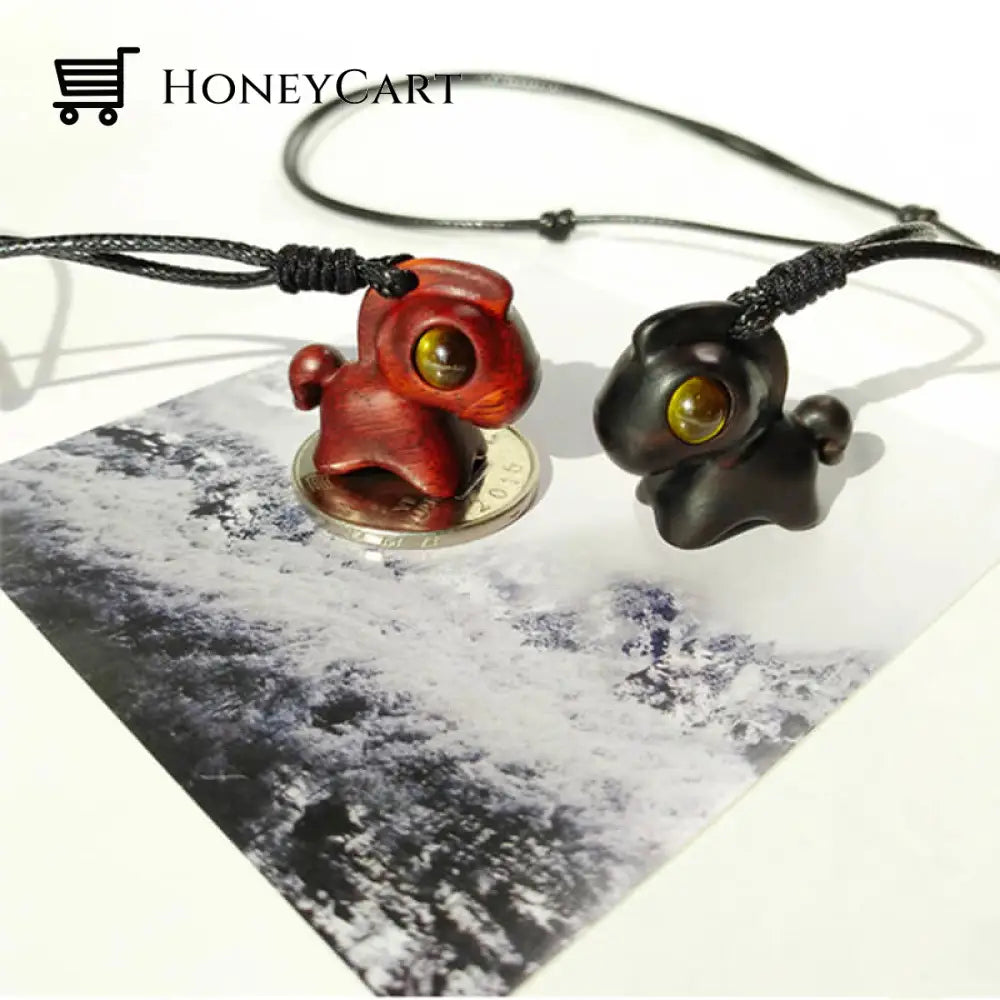 Wood Horse Pendant Necklace