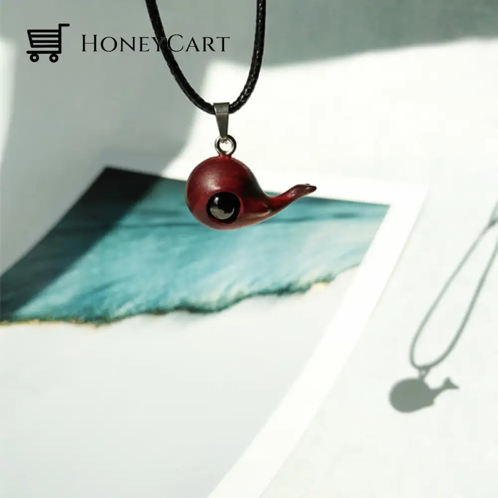 Wood Whale Pendant Necklace
