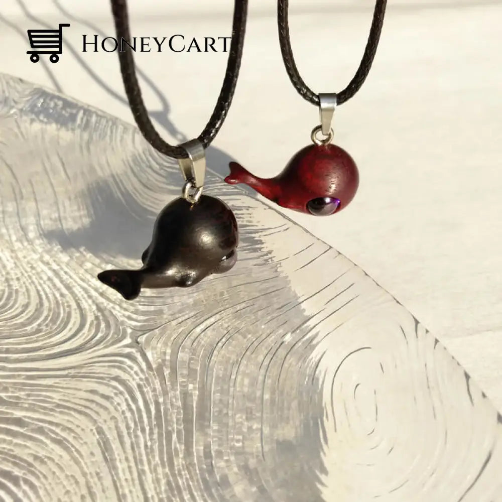 Wood Whale Pendant Necklace