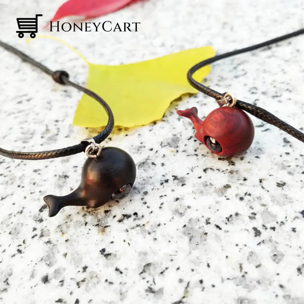 Wood Whale Pendant Necklace