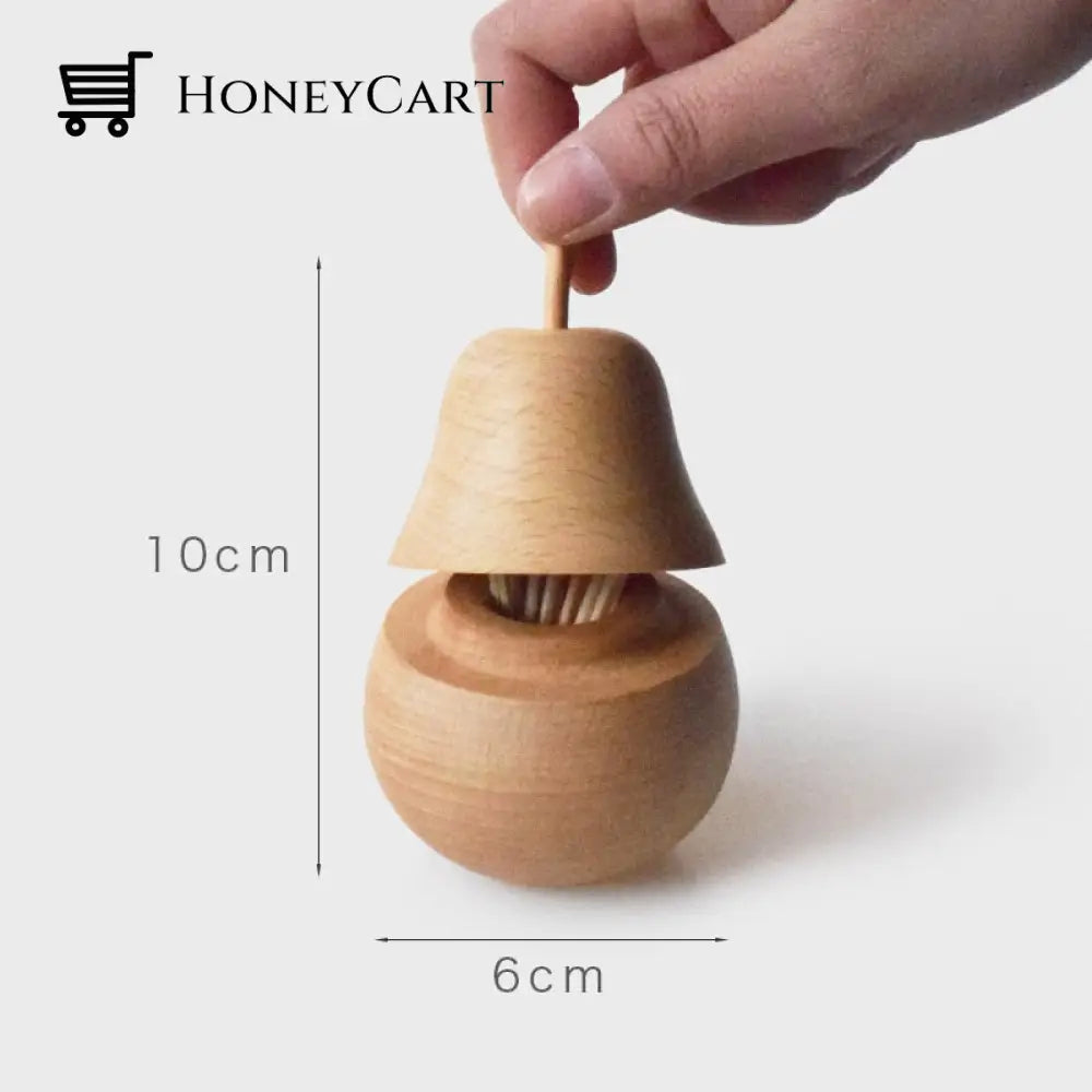 Wooden Pear Toothpick Holder Toothpicks