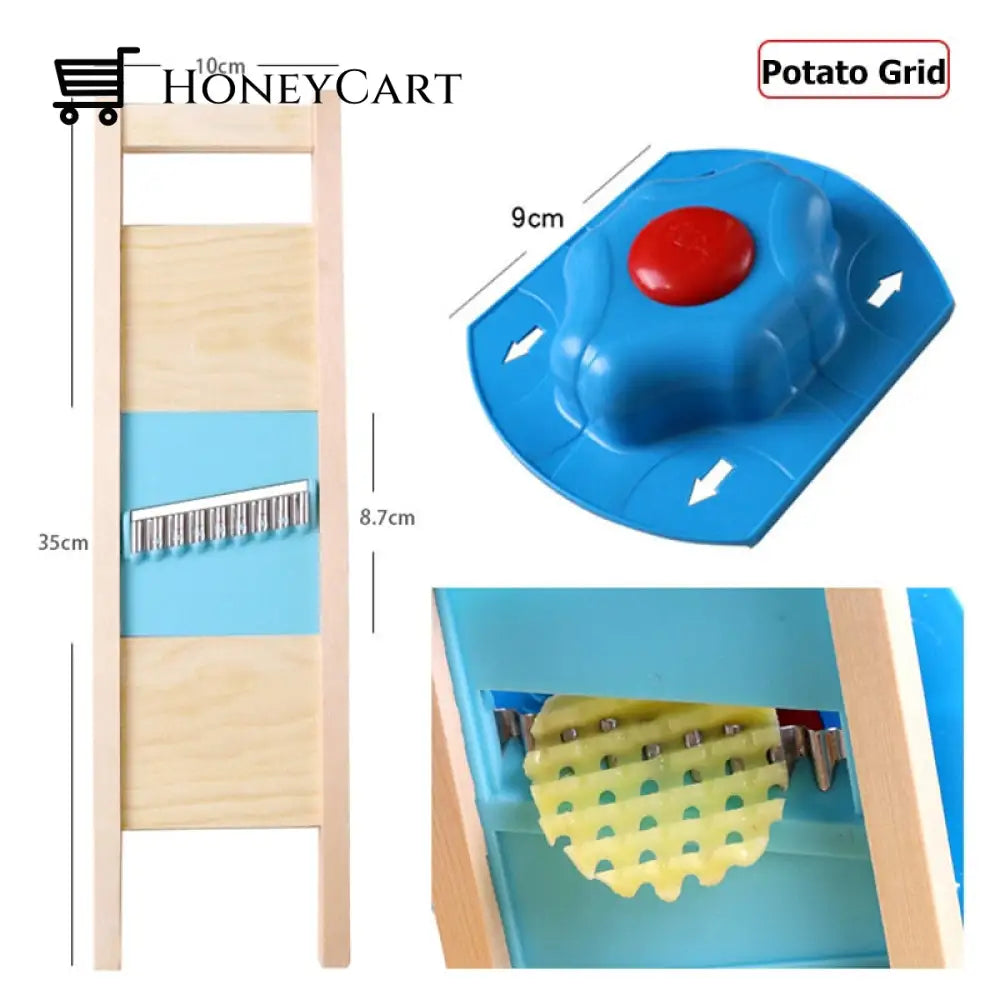 Wooden Potato Grid Slicer Vegetable Grater A Set