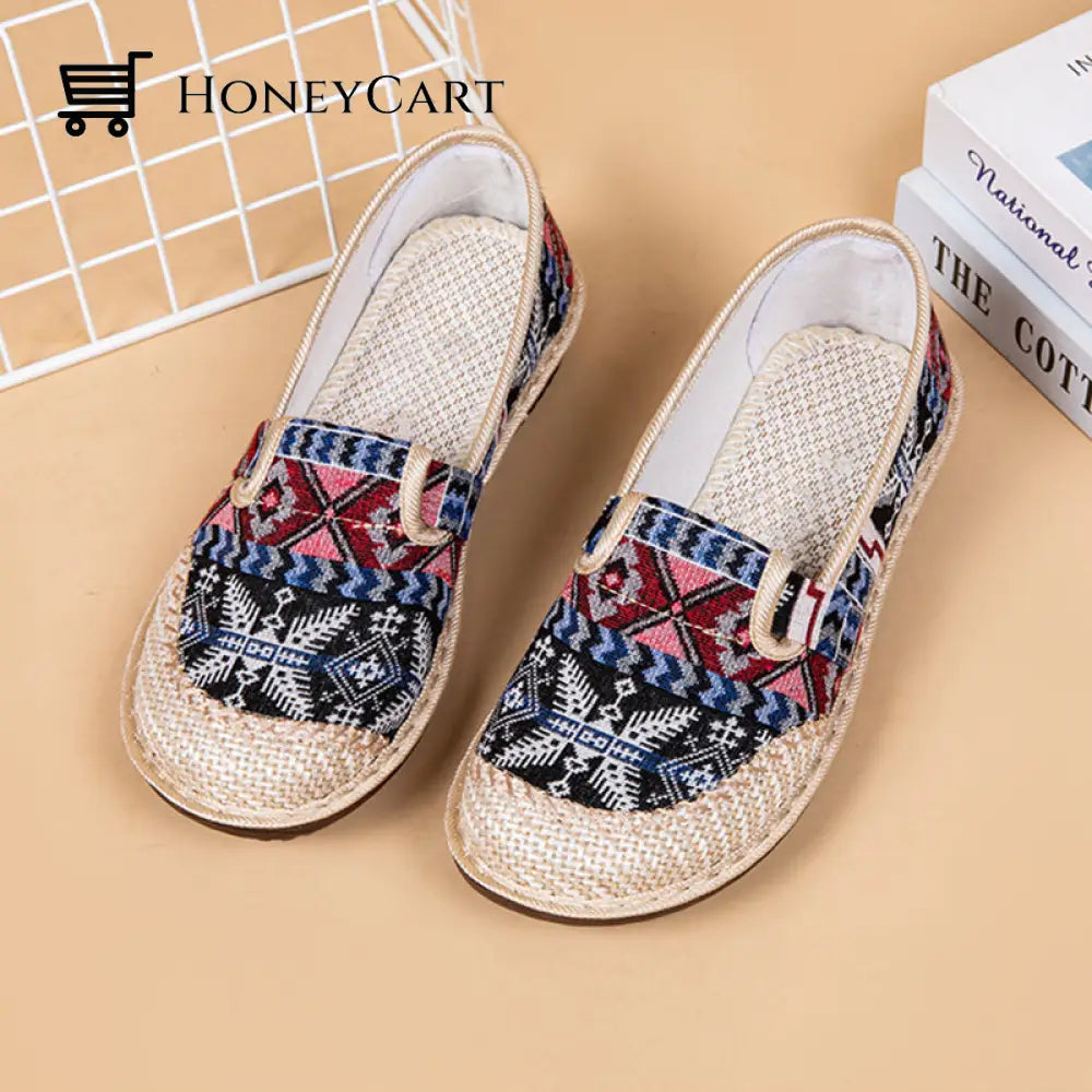 Wrapped Head Breathable Linen Slippers Black / 35
