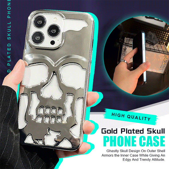 Electroplated Hollow Skull Phone Case for iPhone