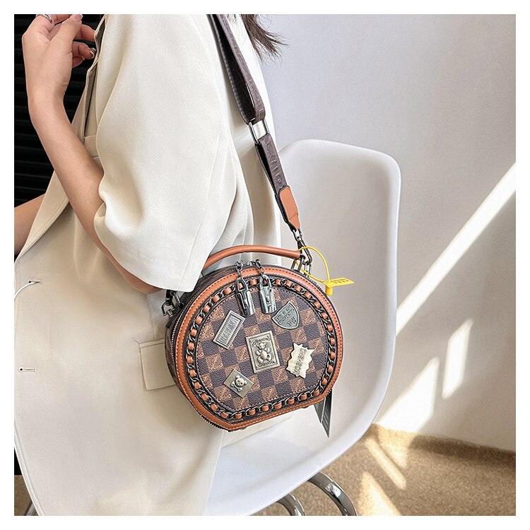 Bear Badge Print Real Leather Purse Handbags