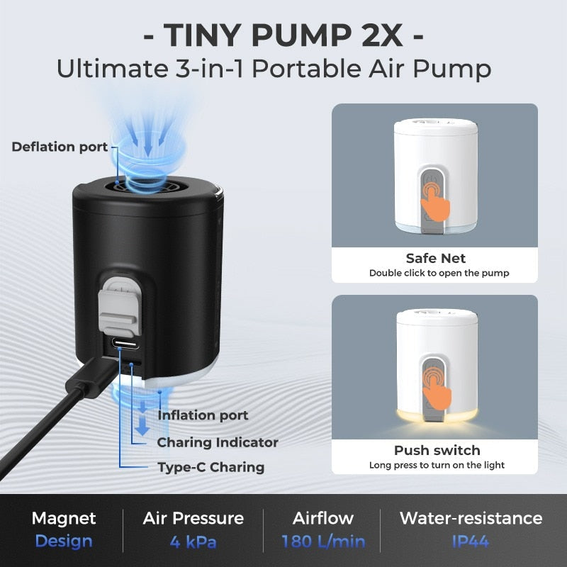TINY PUMP 2X - Ultimate 3-in-1 Outdoor Pump with Camping Lamp