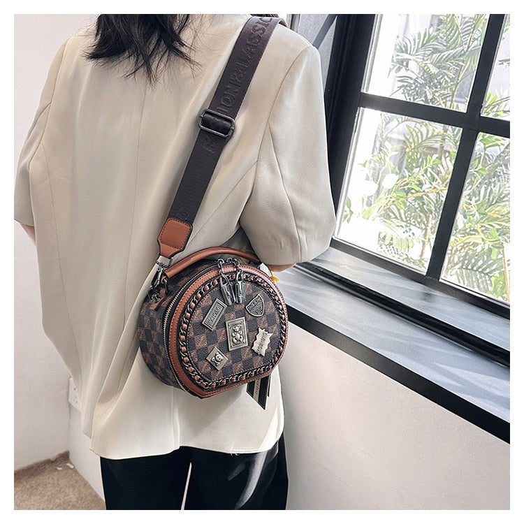 Bear Badge Print Real Leather Purse Handbags