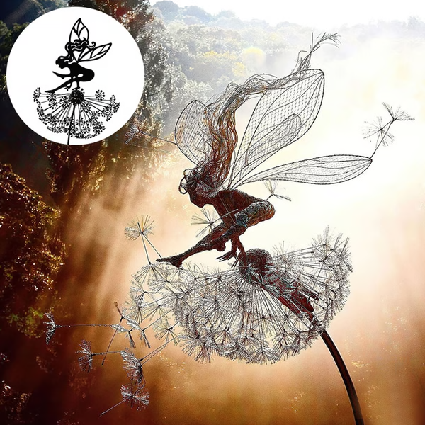Metal Windmill Fairies Garden Yard Art Decor Fairy Steel Garden Sculptures