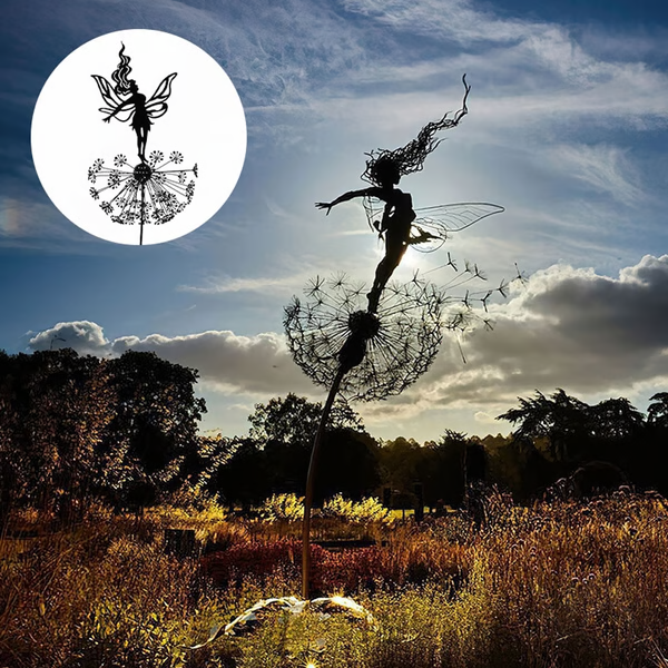 Metal Windmill Fairies Garden Yard Art Decor Fairy Steel Garden Sculptures