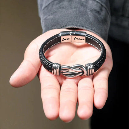 Forever Linked Together Braided Leather Bracelet | To My SON / GRANDSON