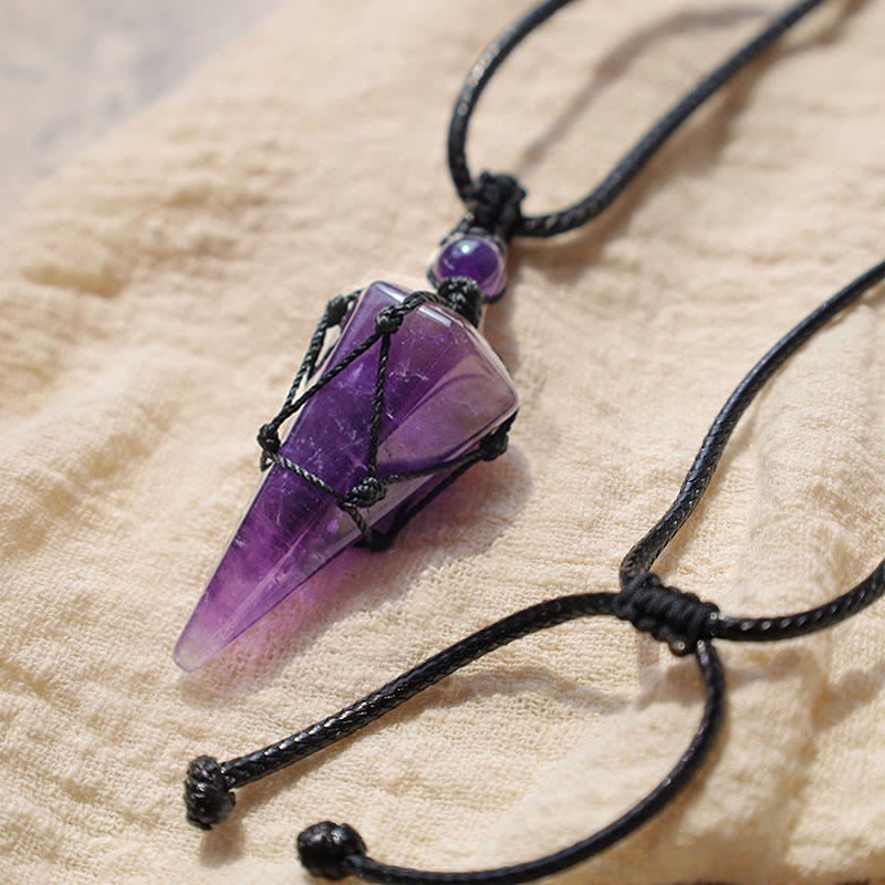 Natural Stone Pointed Pendant Necklace