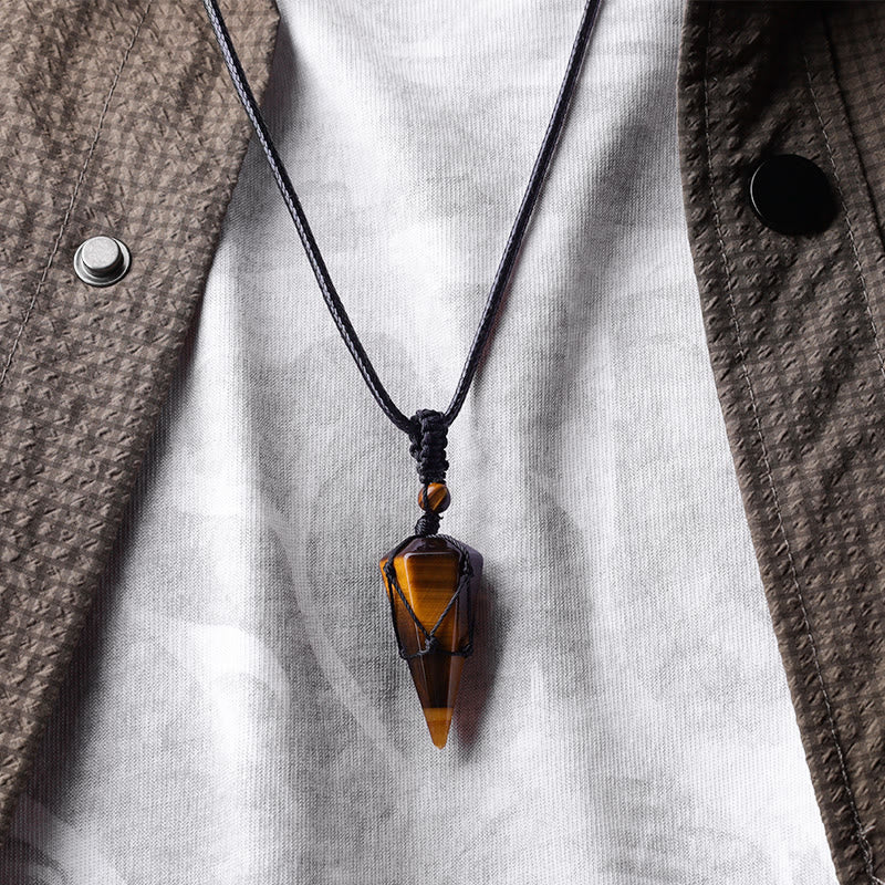 Natural Stone Pointed Pendant Necklace