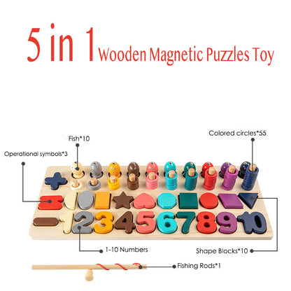 5 in 1 Wooden Number Puzzle Montessori Toy