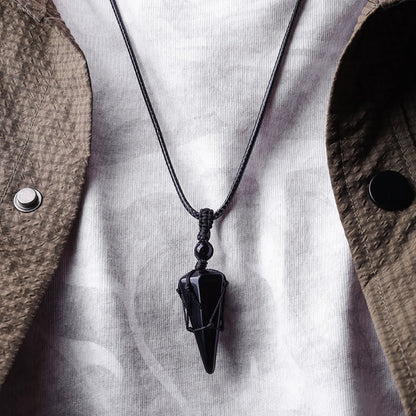 Natural Stone Pointed Pendant Necklace