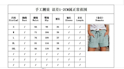 Breathable women's shorts - high-waist, belted, wide-leg, cotton-linen blend, casual daily wear
