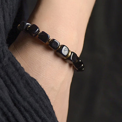 Black Obsidian Crystal Copper Power Couple Bracelet