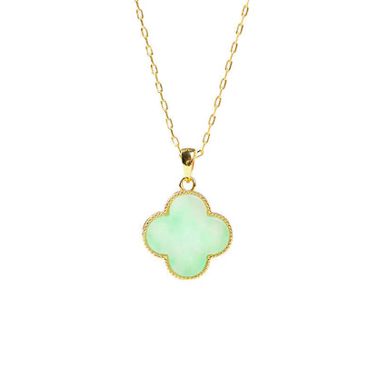 Four Leaf Clover Jade Pattern Luck Necklace Pendant