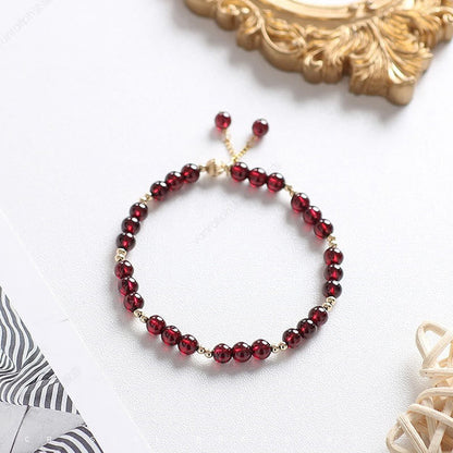 14K Gold Natural Garnet Calm Bracelet