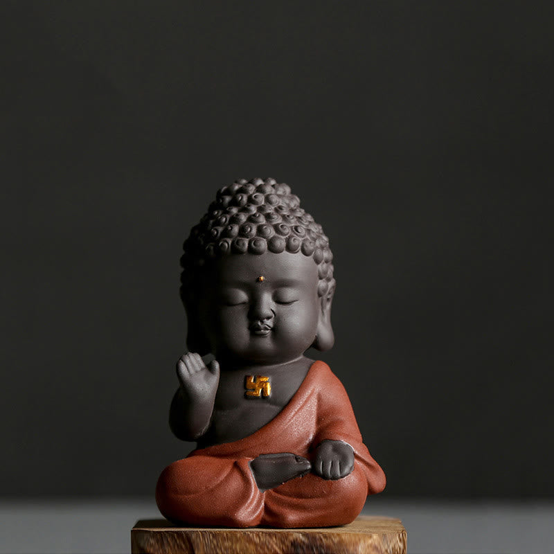 Small Buddha Purple Clay Home Desk Decoration Home Decor